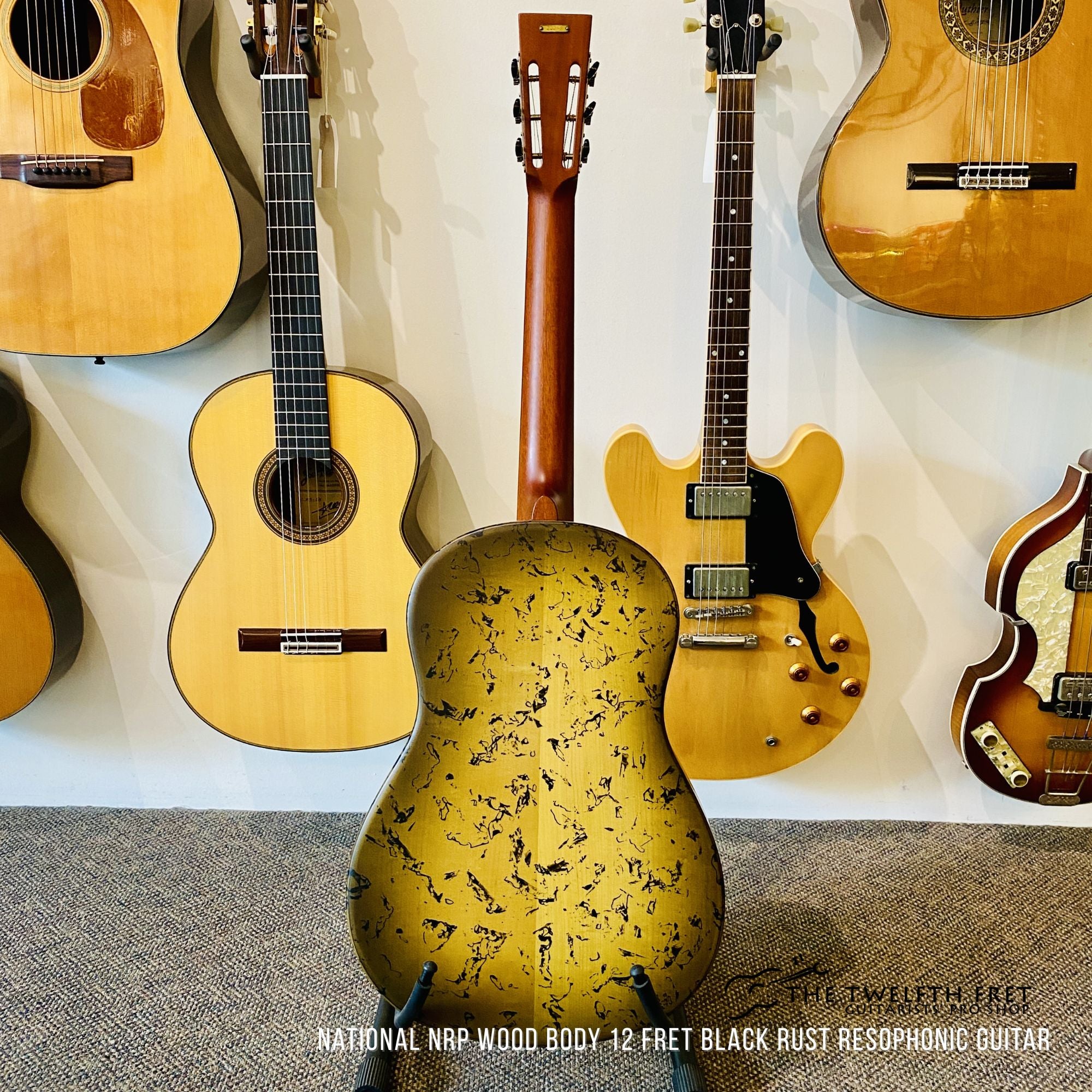 National NRP Wood Body 12 Fret Black Rust Resophonic Guitar - The Twelfth Fret