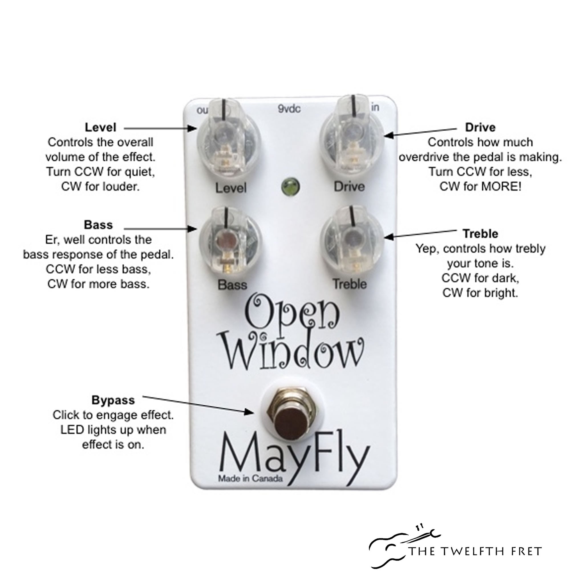 MayFly Open Window Overdrive Pedal - The Twelfth Fret