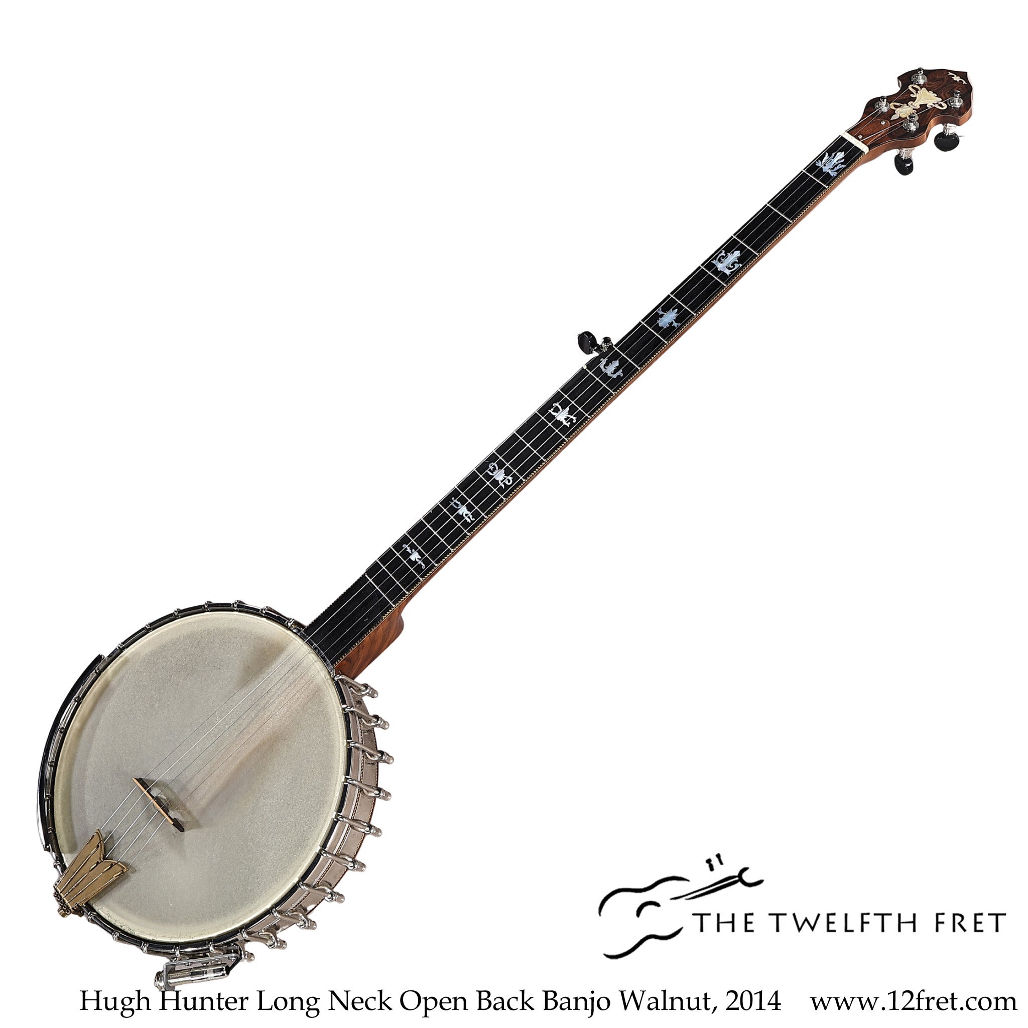 Hugh Hunter Long Neck Open Back Banjo Walnut, 2014 - The Twelfth Fret