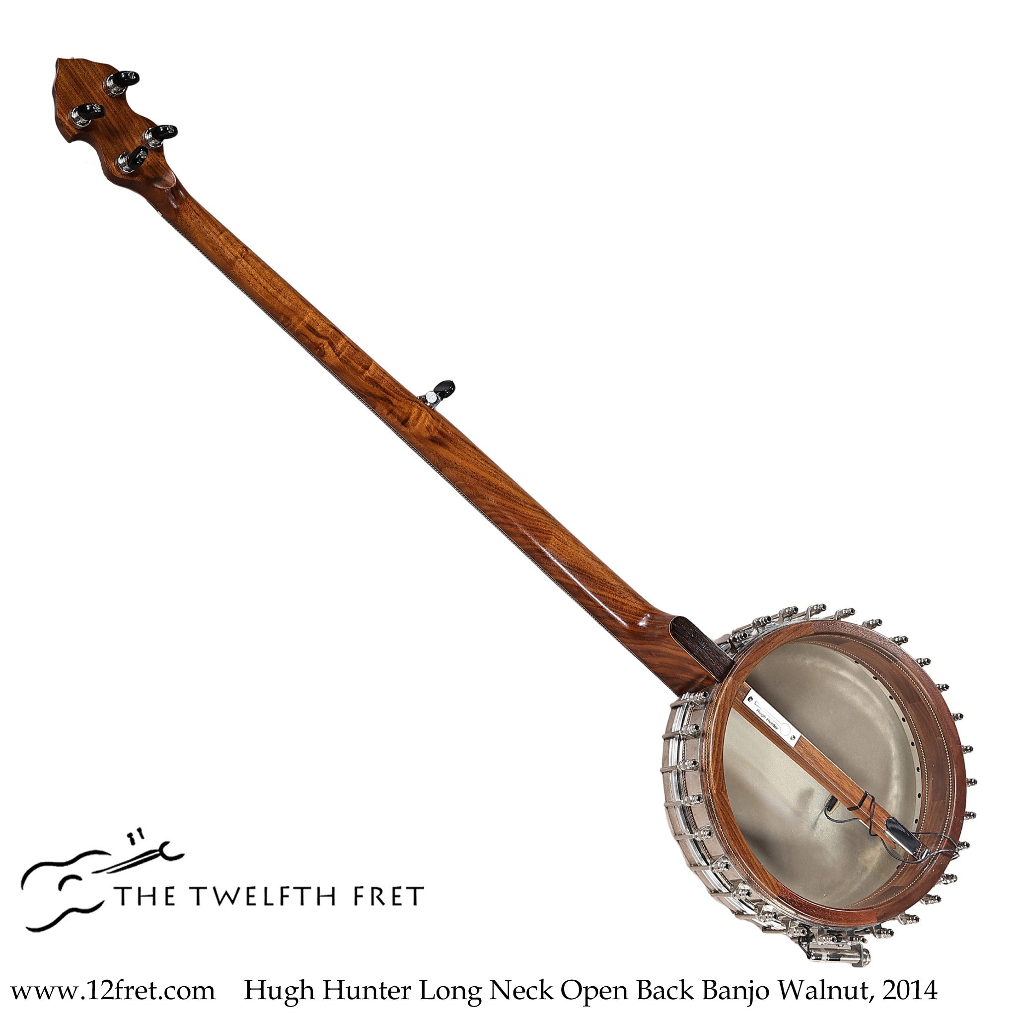 Hugh Hunter Long Neck Open Back Banjo Walnut, 2014 - The Twelfth Fret