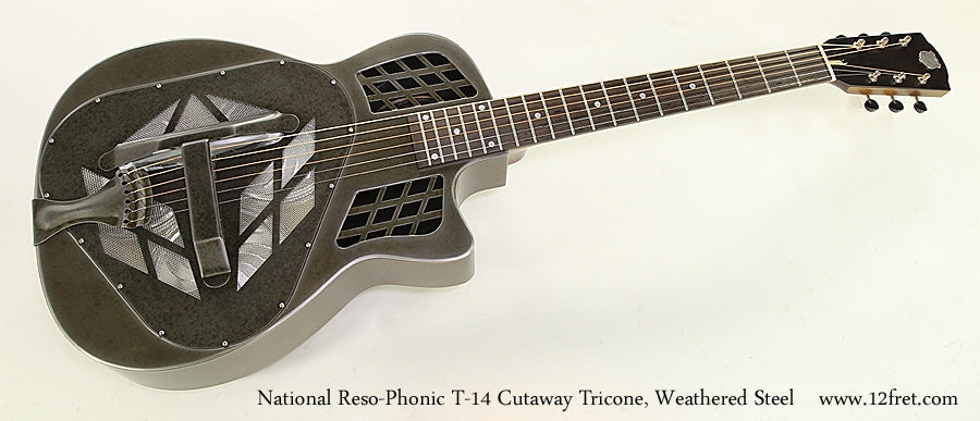 National T-14 Cutaway Tricone Weathered Steel Resophonic Guitar - The Twelfth Fret