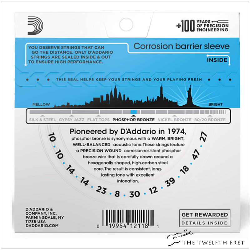 D'Addario 12-String Acoustic Guitar Phosphor Bronze EJ38 -The Twelfth Fret