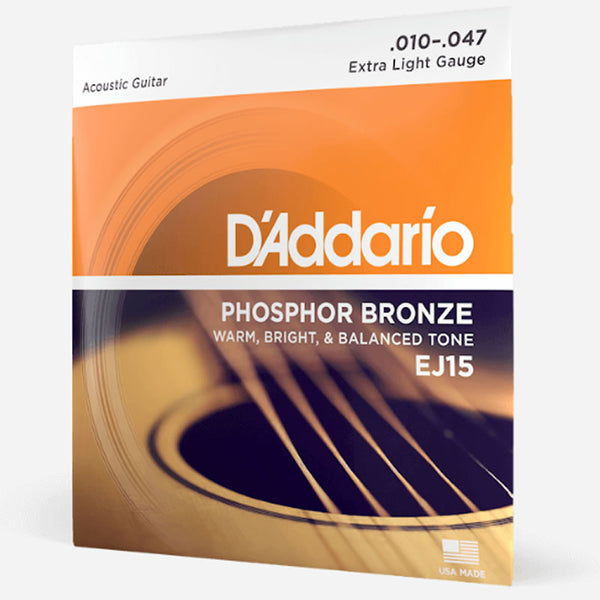 D'Addario Phosphor Bronze Acoustic Guitar Strings - .010-.047 Extra Light