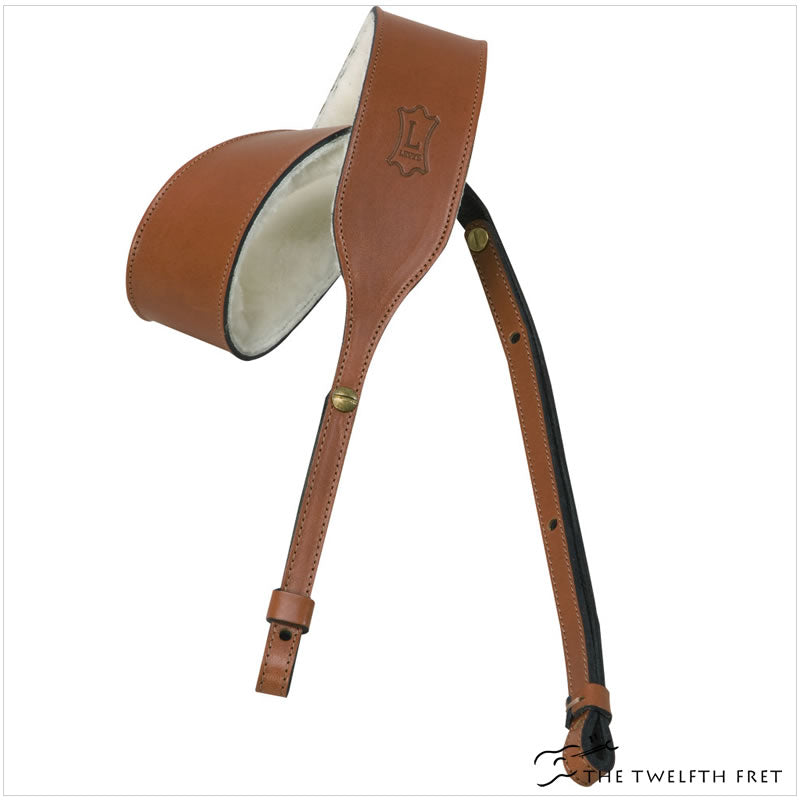 Levy's Banjo Carving Leather Strap with Sheepskin Lining-WALNUT-The Twelfth Fret