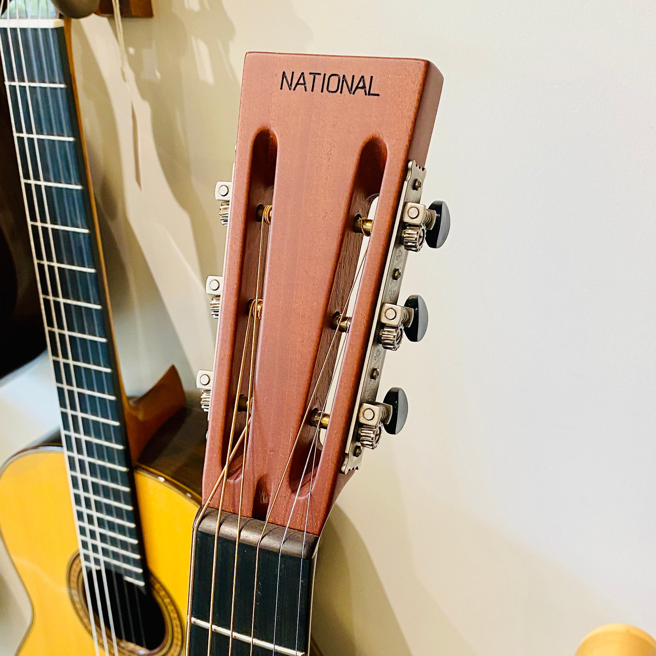 National NRP Wood Body 12 Fret Black Rust Resophonic Guitar