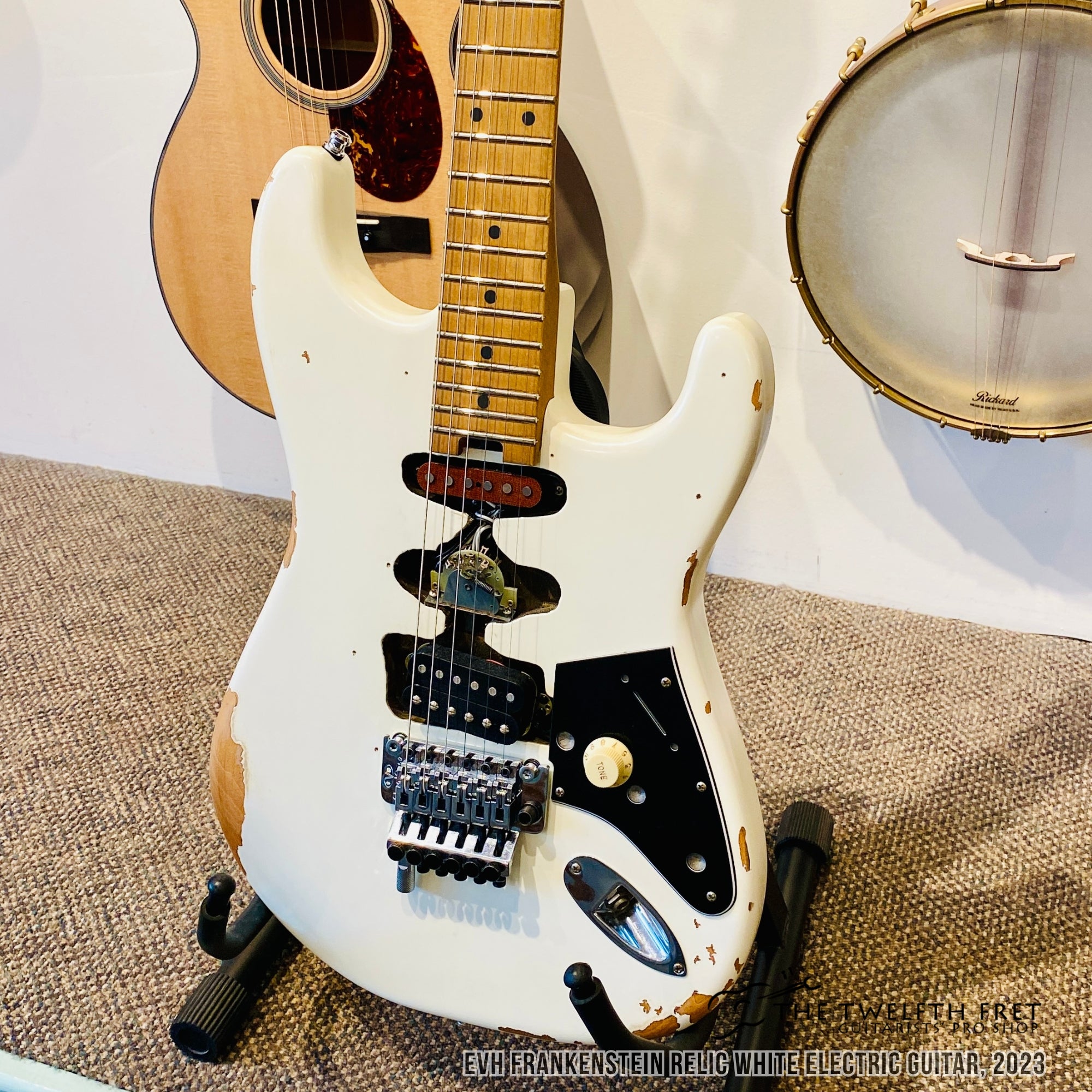 EVH Frankenstein Relic White Electric Guitar, 2023 - The Twelfth Fret