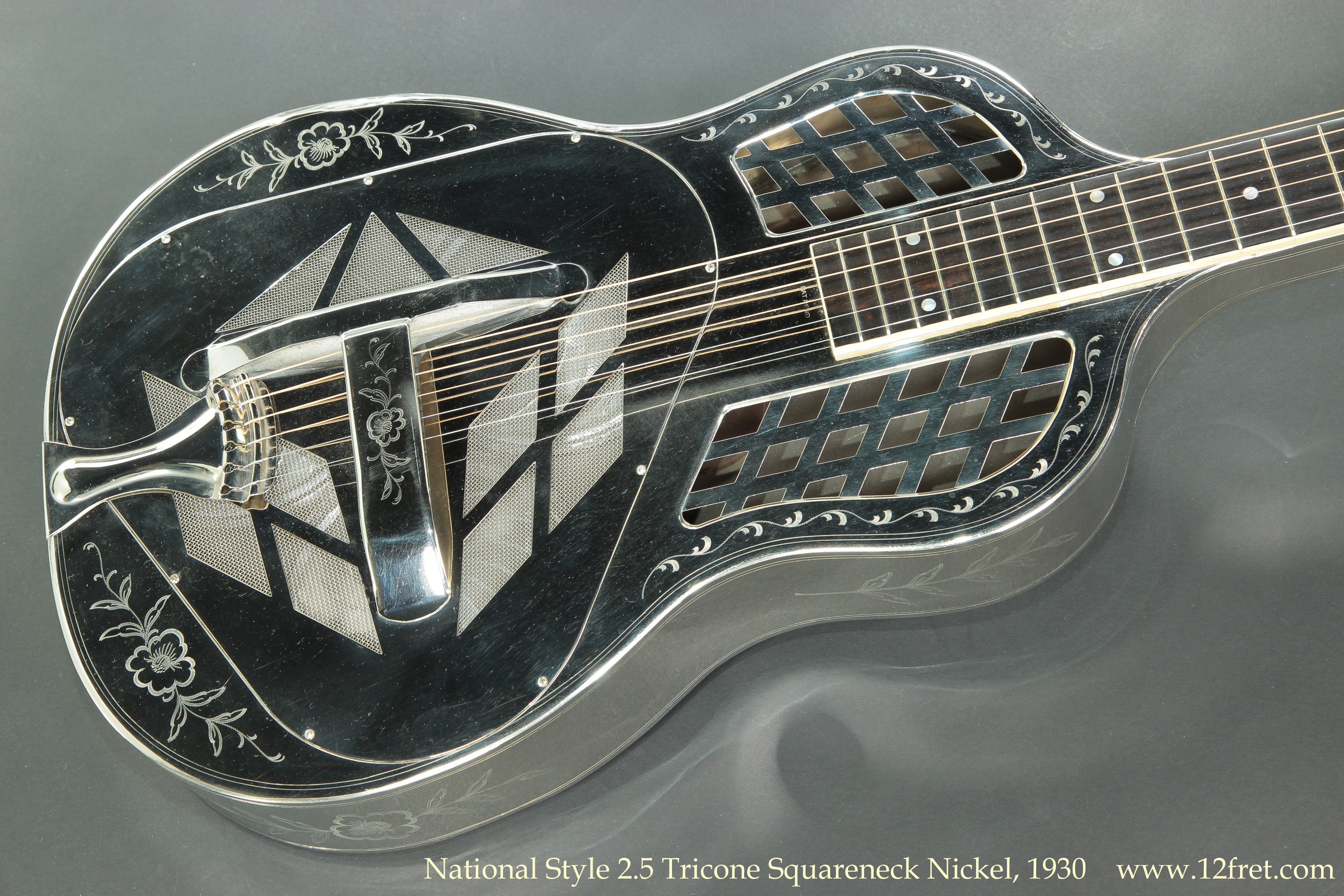 National Style 2.5 Tricone Squareneck Resophonic Guitar, Nickel, 1930 - The Twelfth Fret