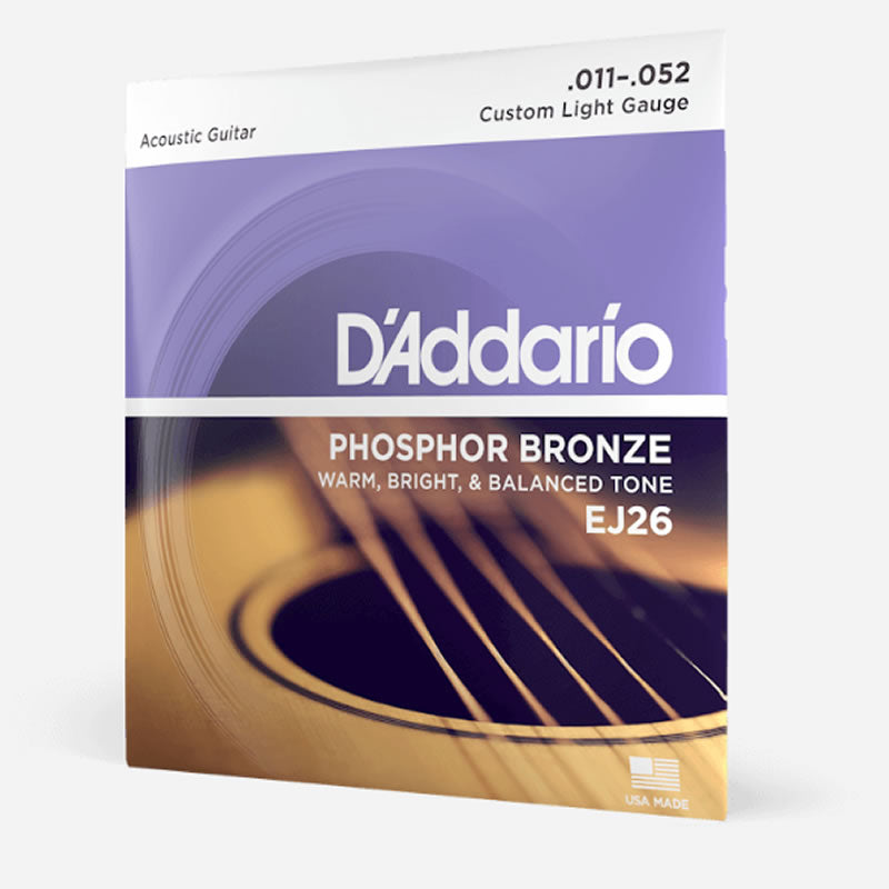 D'Addario Phosphor Bronze Acoustic Guitar Strings - .011-.052 Custom Light