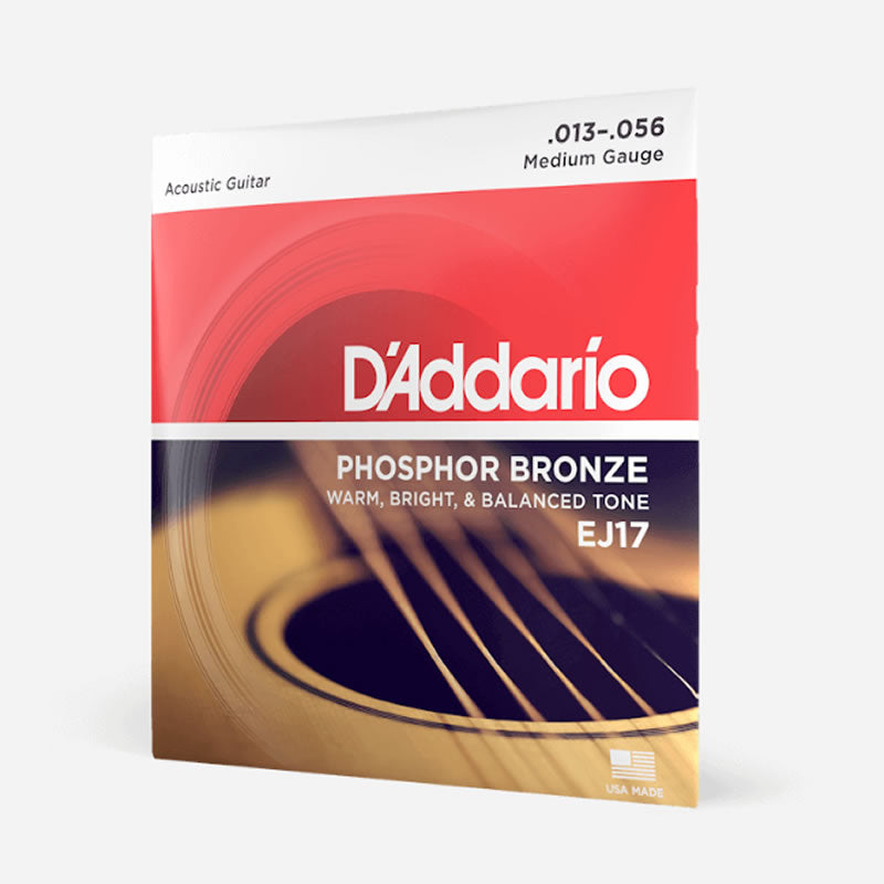 D'Addario Phosphor Bronze Acoustic Guitar Strings - .013-.056 Medium Gauge