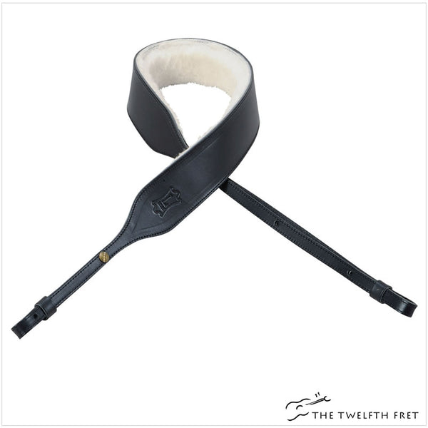 Levy's Banjo Carving Leather Strap with Sheepskin Lining-BLACK-The Twelfth Fret