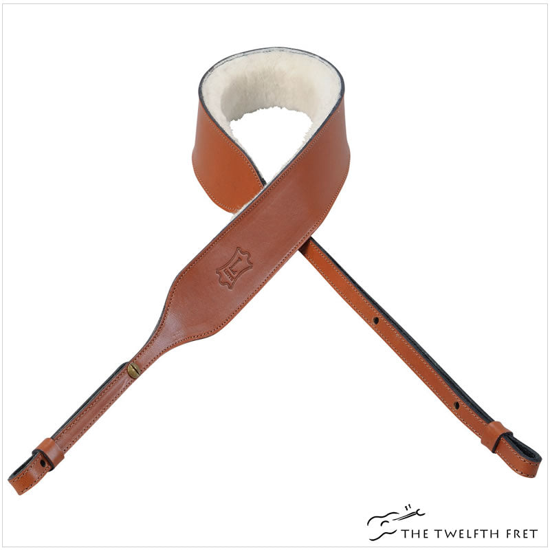 Levy's Banjo Carving Leather Strap with Sheepskin Lining-BROWN-The Twelfth Fret