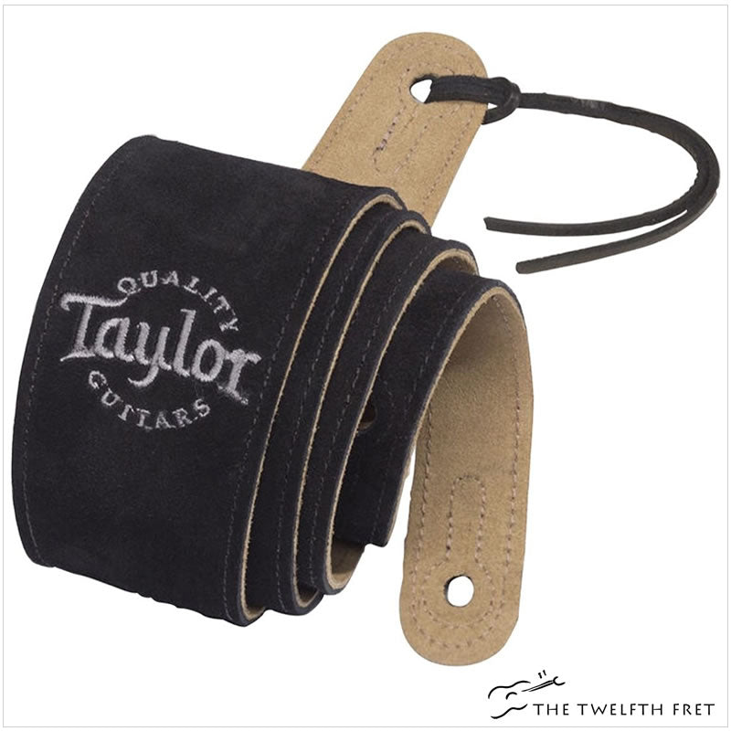 Taylor Embroidered Suede Guitar Strap - Black - The Twelfth Fret