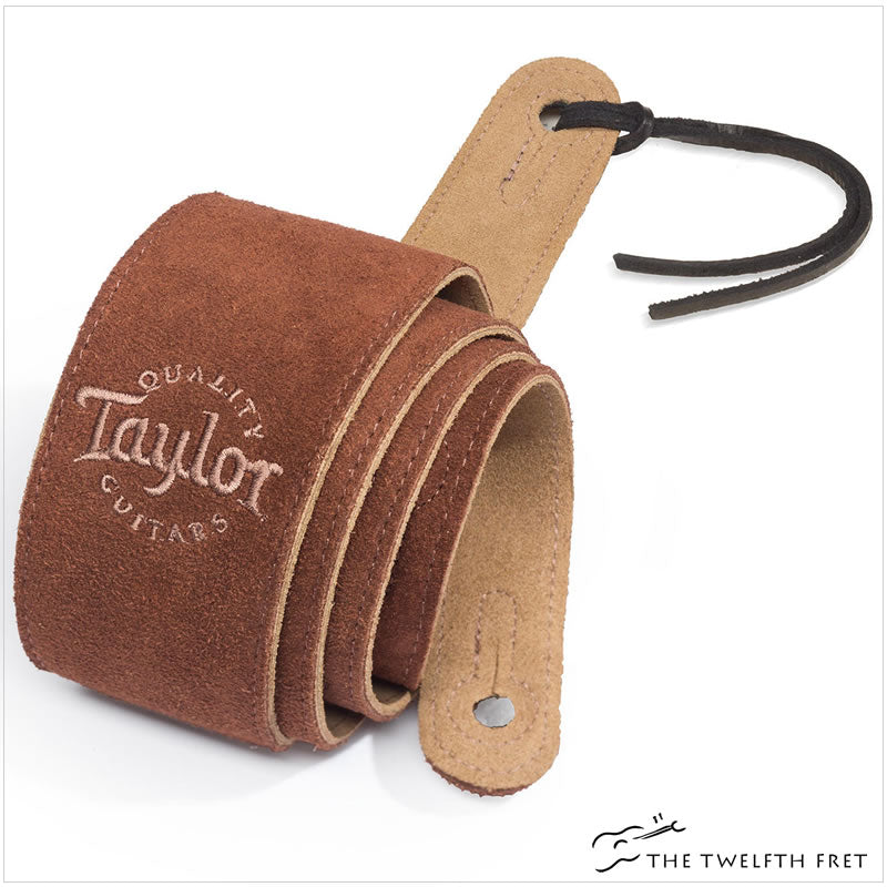 Taylor Embroidered Suede Guitar Strap - Brown - The Twelfth Fret